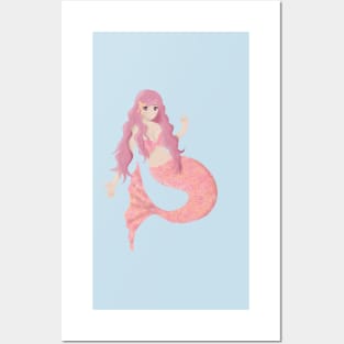 Pink Pastel Mermaid Posters and Art